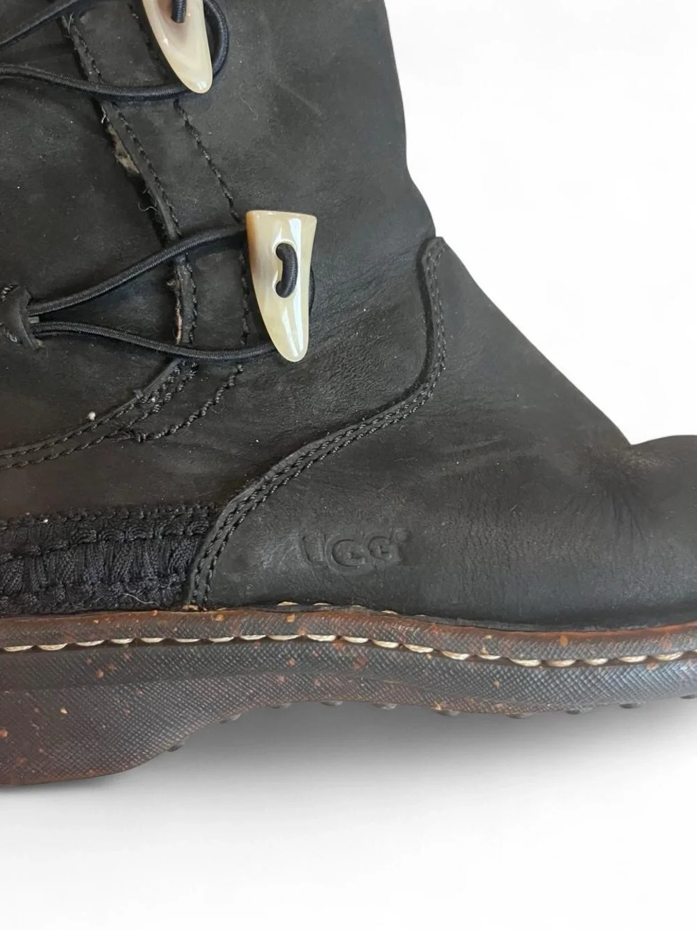 🌟 UGG Kona Black Leather Toggle Boots 🌟